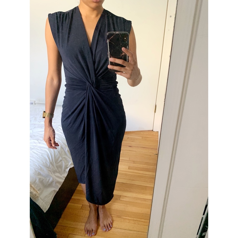 ESTHER AU | Navy Cocktail Dress with Front Twist